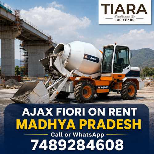 Ajax Fiori and self-loading concrete mixer available on rent in Madhya Pradesh from Tiara Infrastructure