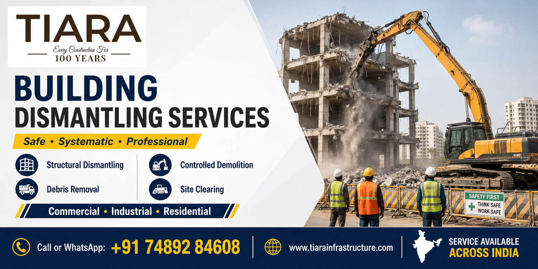 Tiara Infrastructure | Building Dismantling, Controlled Demolition, Debris Removal & Site-Clearing Services Across India