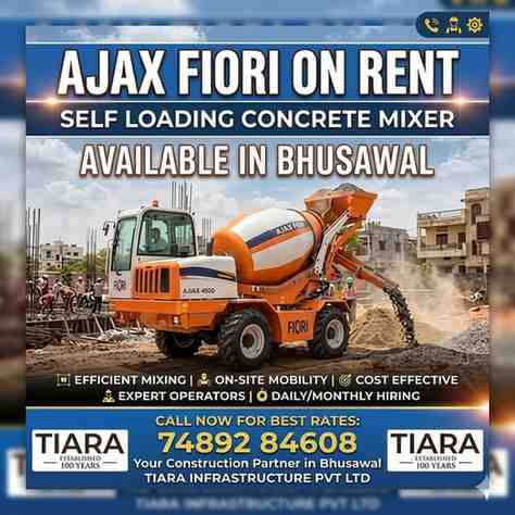 Ajax Fiori Self Loading Concrete Mixer on Rent in Bhusawal | Call 74892 84608
