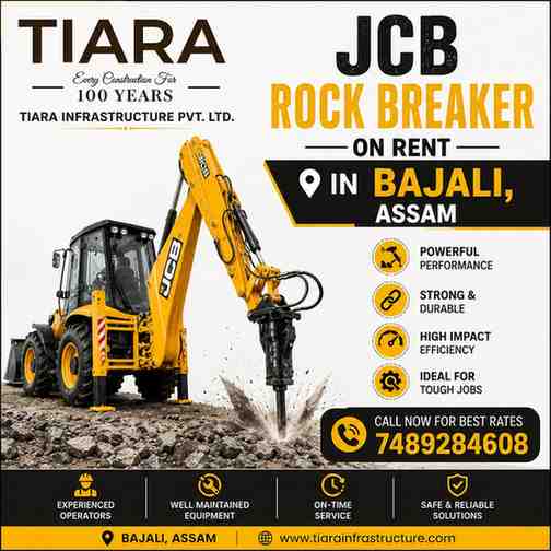 JCB Rock Breaker on Rent in Bajali, Assam  | Hydraulic Breaker Rental Services