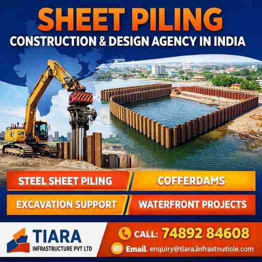 Sheet Piling Construction & Design Agency in India – Tiara Infra Call 74892 84608