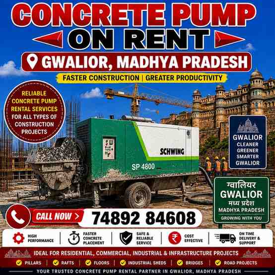 Concrete Pump on Rent in Gwalior, Madhya Pradesh