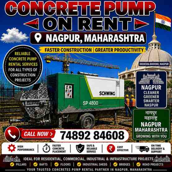 Concrete Pump on Rent in Nagpur| Call 74892 84608
