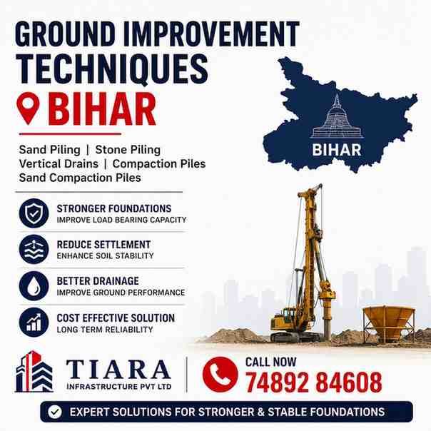 Ground Improvement Techniques in Bihar | Sand Piling & Stone Piling Experts | Tiara Infra | Call - 74892 84608