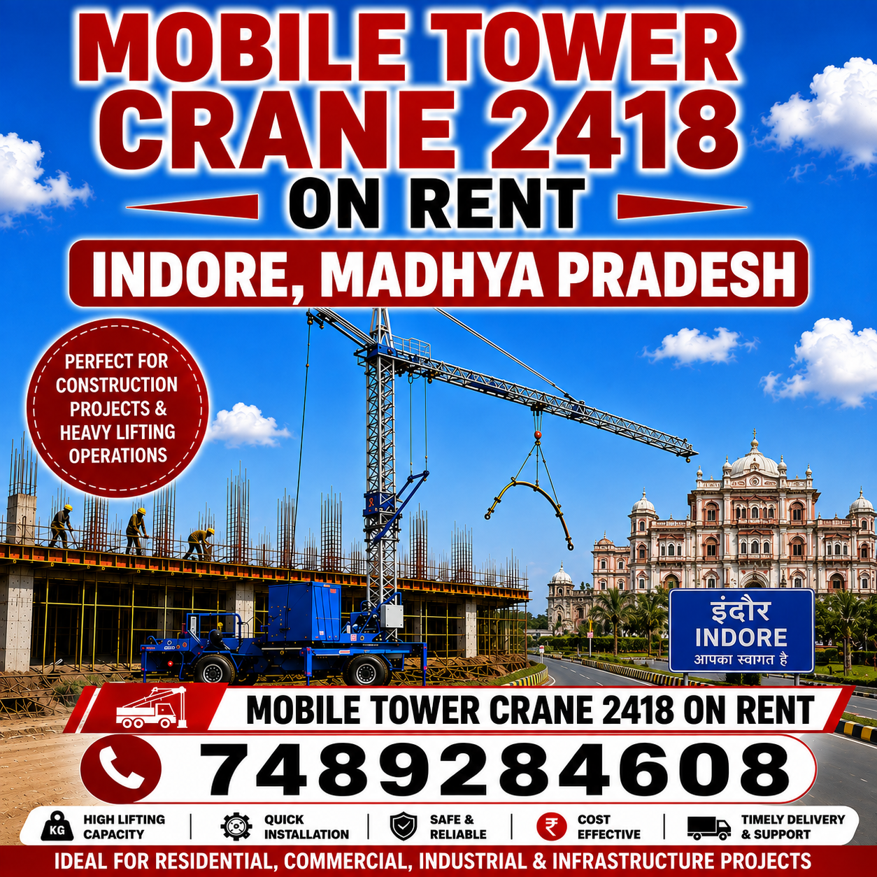 Mobile Tower Crane 2418 on Rent in Howrah, West Bengal