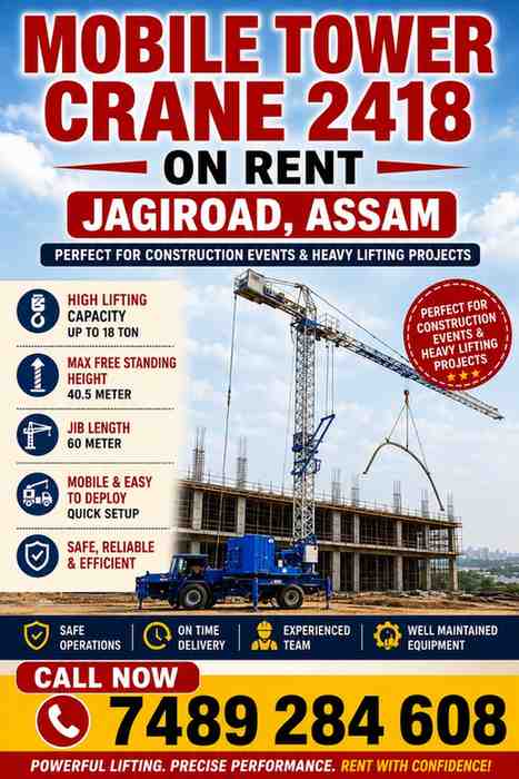 Mobile Tower Crane 2418 Rental in Jagiroad Assam