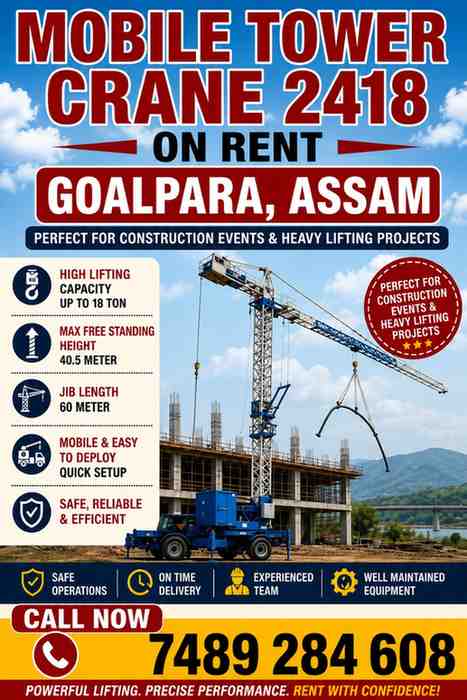 Mobile Tower Crane on Rent in Goalpara, Assam