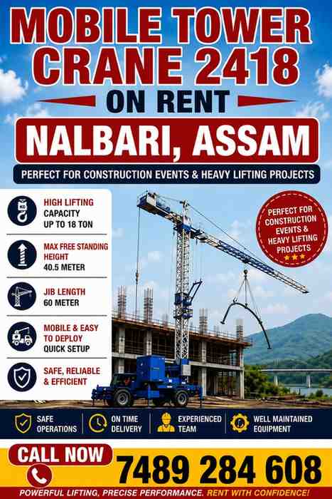 Mobile Tower Crane on Rent in Nalbari, Assam