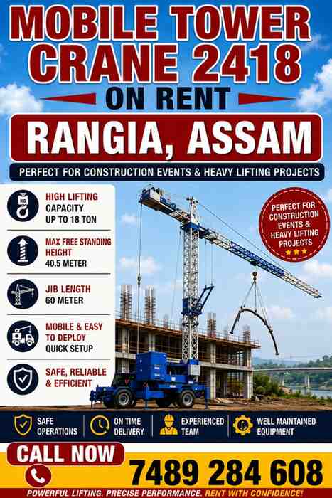 Mobile Tower Crane on Rent in Rangia, Assam